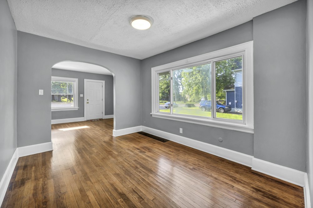 Bright room with a large new picture window